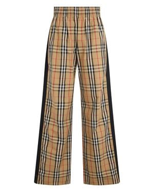 Burberry Plaid Palazzo Pants - Natural