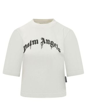 Palm Angels Curved Logo Box T-Shirt - White