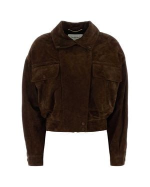 Saint Laurent Calf Suede Jacket - Brown