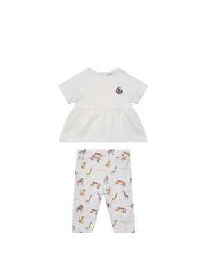 Moncler Kids Cotton T-Shirt And Pants Set - White