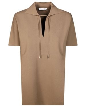 Max Mara Pure Short Sleeve Polo Sweater - Natural