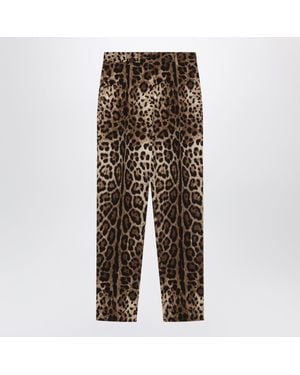 Dolce & Gabbana Dolce&Gabbana Leopard-Print Stretch Wool Canvas Pants - Brown