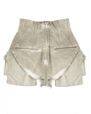 Rick Owens Distressed High-Rise Denim Shorts - Natural