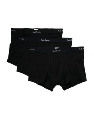 Paul Smith Organic Cotton Logo Waistband Elasticated Waistband Pack Of Three - Black