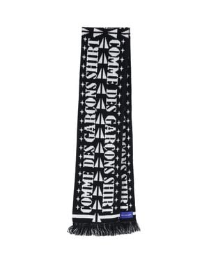 Comme des Garçons Graphic Knit Scarf - White