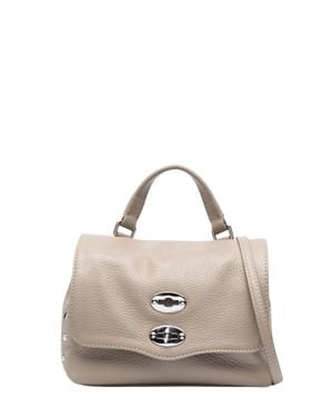 Zanellato Mini Grained Texture Foldover Top Shoulder Bag - Natural