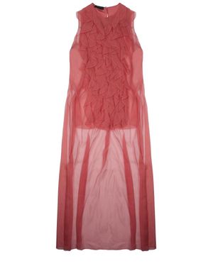 Alberta Ferretti Embellished Round Neck Top - Red