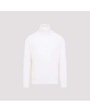 Canali Ribbed Turtleneck - White