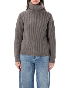 Fortela Ribbed Turtleneck Sweater - Gray