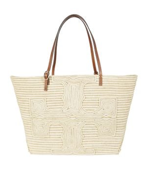 Tory Burch Structured Straw Tote Handbag - Natural