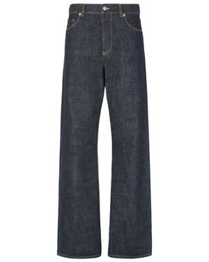 Fendi Regular-Fit 5-Pocket Jeans With Stitching - Blue