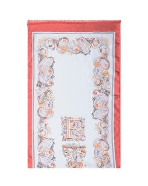 Etro Elegant Mini Silk Scarf With Artistic Print - White