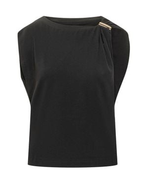 Pinko Sleeveless Mini Top With Bold Details - Black