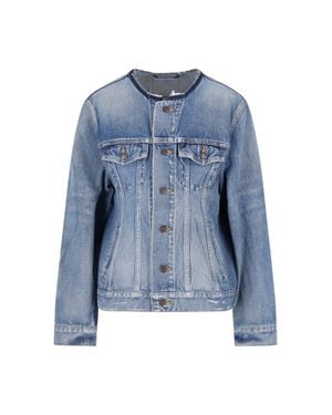 Balenciaga Cowhide-Trim Cotton Jacket - Blue