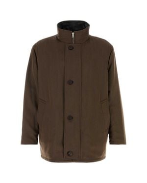 AURALEE Reversible Wool Twill Jacket With Leather Lining - Brown