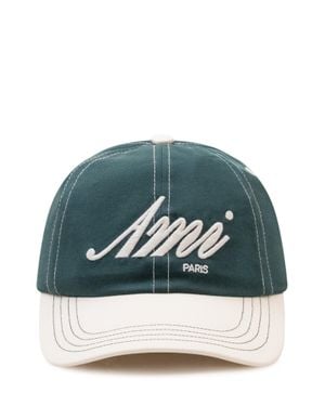 Ami Paris Embroidered Cap - Gray