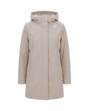 K-Way Hooded Long Puffer Coat - Gray