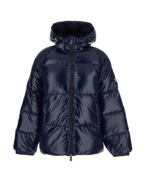 Pyrenex Tech Fabric Down Jacket With Fixed Hood And Zip Front Pockets - Blue