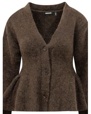ROTATE BIRGER CHRISTENSEN Knit Peplum Cardigan - Brown