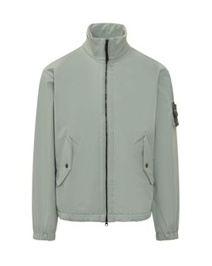 Stone Island Jacket Tecnica With Zip And Patch Logo - Green