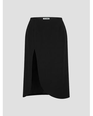 Jil Sander Wool Skirt With Contoured Lining - Black