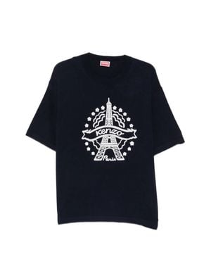 KENZO Embroidered Front Crewneck Sweater - Blue