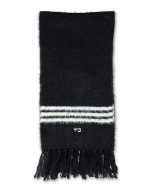 Y-3 Fringed Striped Scarf - Black