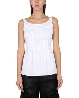 Aspesi Solid Scoop Neck Top - White