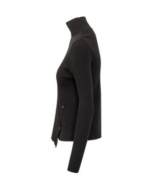 Courreges Chunky Knit Turtleneck Sweater With Button Details - Black