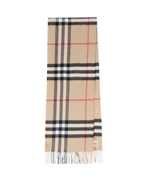Burberry Checkered Design Cashmere Scarf - White