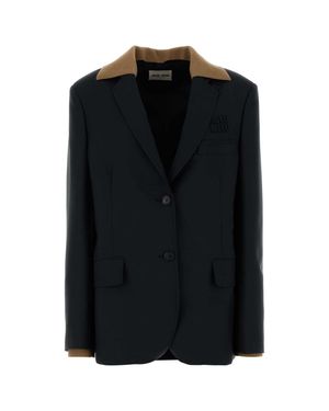 Miu Miu Midnight Mohair Blend Oversize Blazer - Black