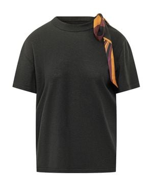 PUCCI Foulard-Style Silk Detail T-Shirt - Black