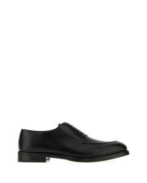 Ferragamo Lace-Up Leather Shoes With Sanremo-Inspired Detail - Black