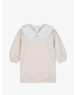 Chloé Kids Cotton Sweatshirt Dress With Contrast Collar - White