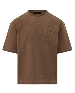 DSquared² Loose Fit Down Tee - Brown