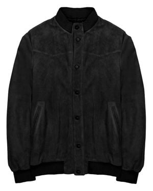 Low Brand Suede-Look Bomber Jacket - Black