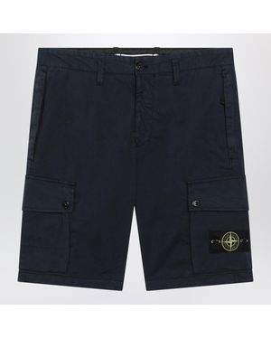 Stone Island Stretch Cotton Cargo Shorts - Blue
