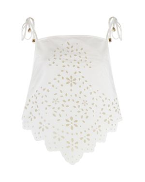 Self-Portrait Cotton Top Vests & Tank Tops - White