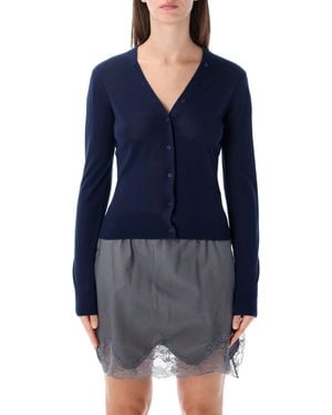 GIMAGUAS V-Neck Button Front Cardigan - Blue