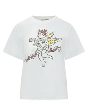 Tory Burch Printed Cotton T-Shirt - White
