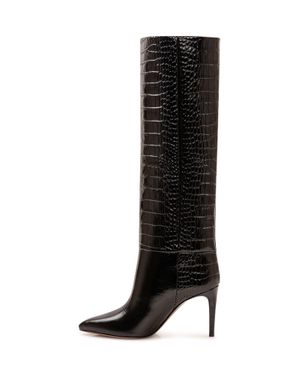 Paris Texas Stiletto 85 Croc Effect Boot - Black