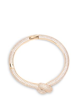 Self-Portrait Elegant Knot Crystal Bracelet With Metallic Finish