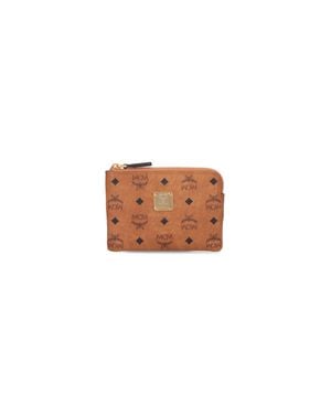 MCM Compact Cowhide-Trim Wallet For - White