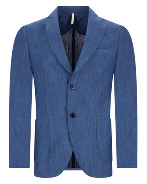 120% Lino Giacca Monopetto - Blue