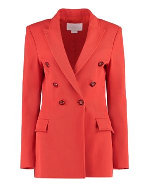 Genny Double-Breasted Wool Blazer - Red