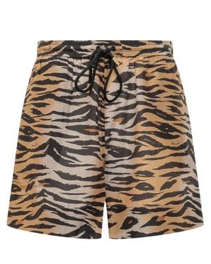 Pinko Trendy Animal Print Drawstring Shorts - Multicolor