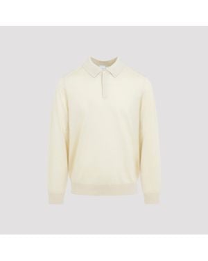 Paul Smith Merino Wool Long Sleeve Polo Neck Sweater - White