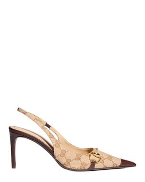 Gucci Point-Toe Horsebit Stiletto Pumps With Elastic Strap And-Tone Hardware - Pink