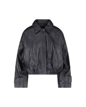 Rohe Cropped Lamb Leather Jacket With Classic Collar - Blue