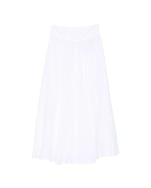 120% Lino Flared Maxi Wrap Skirt Tropical - White